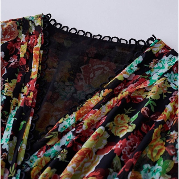 CHICWISH BOUQUET PRINTED RUFFLE CHIFFON MINI - Picture 7 of 10